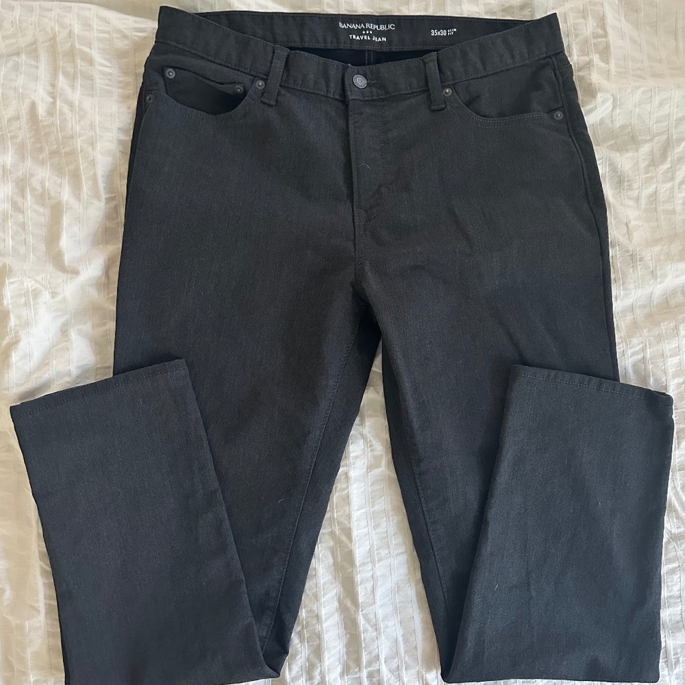 Banana Republic Factory Outlet Mens Travel Jean Black/Gray/Charcoal Slim Fit